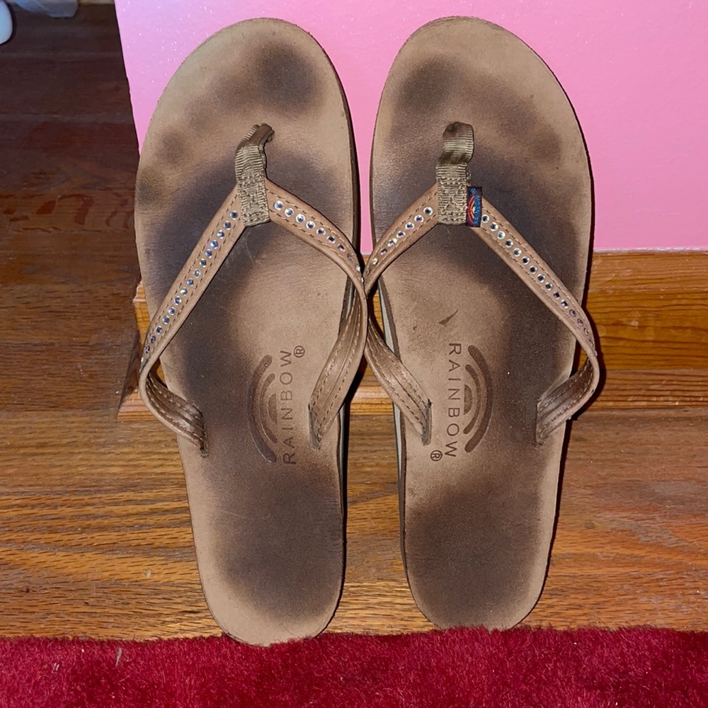 rainbows crystal flips flops